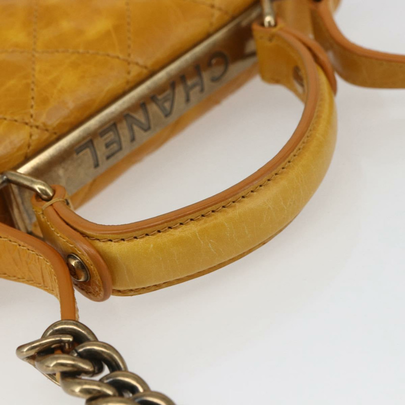 【日本直送】香奈兒 Matelasse 2.55 手提包 皮革 2way 黃色 CC Auth ka1610SAV-6