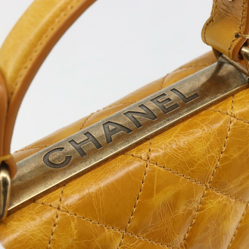 【日本直送】香奈兒 Matelasse 2.55 手提包 皮革 2way 黃色 CC Auth ka1610SAV-20