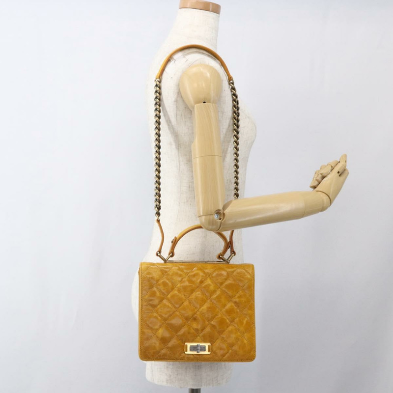 【日本直送】香奈兒 Matelasse 2.55 手提包 皮革 2way 黃色 CC Auth ka1610SAV-26