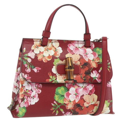 GUCCI Blooms Bamboo Daily 手提包 皮革 2way Multicolor 370831 Auth ka1613M