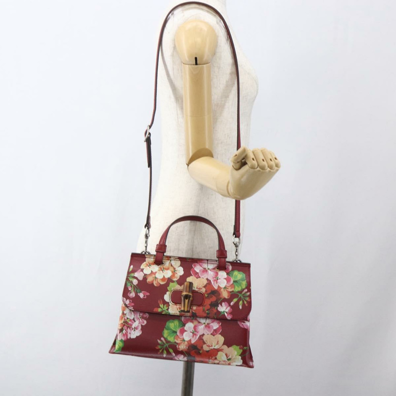 【日本直送】GUCCI Blooms Bamboo Daily 手提包 皮革 2way Multicolor 370831 Auth ka1613M-24