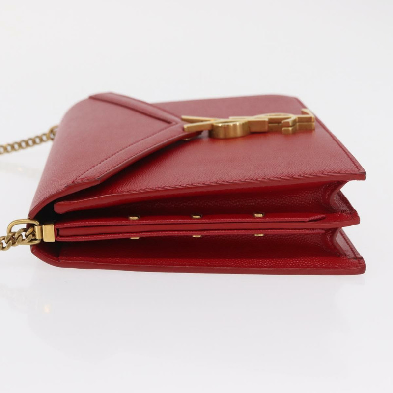 【日本直送】SAINT LAURENT 鏈條 Cassandra 單肩包 皮革 紅色 金色 正品 ka1689SAV-3