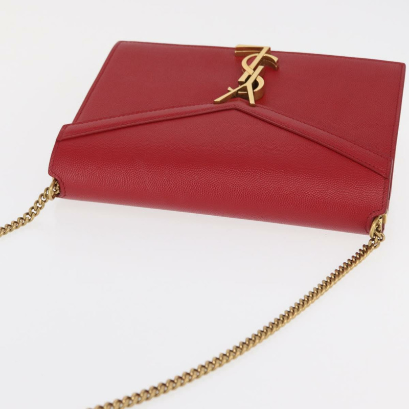 【日本直送】SAINT LAURENT 鏈條 Cassandra 單肩包 皮革 紅色 金色 正品 ka1689SAV-5