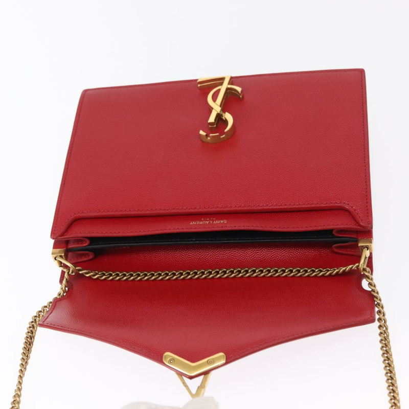 【日本直送】SAINT LAURENT 鏈條 Cassandra 單肩包 皮革 紅色 金色 正品 ka1689SAV-9