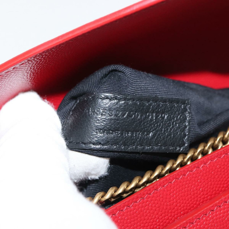 【日本直送】SAINT LAURENT 鏈條 Cassandra 單肩包 皮革 紅色 金色 正品 ka1689SAV-11