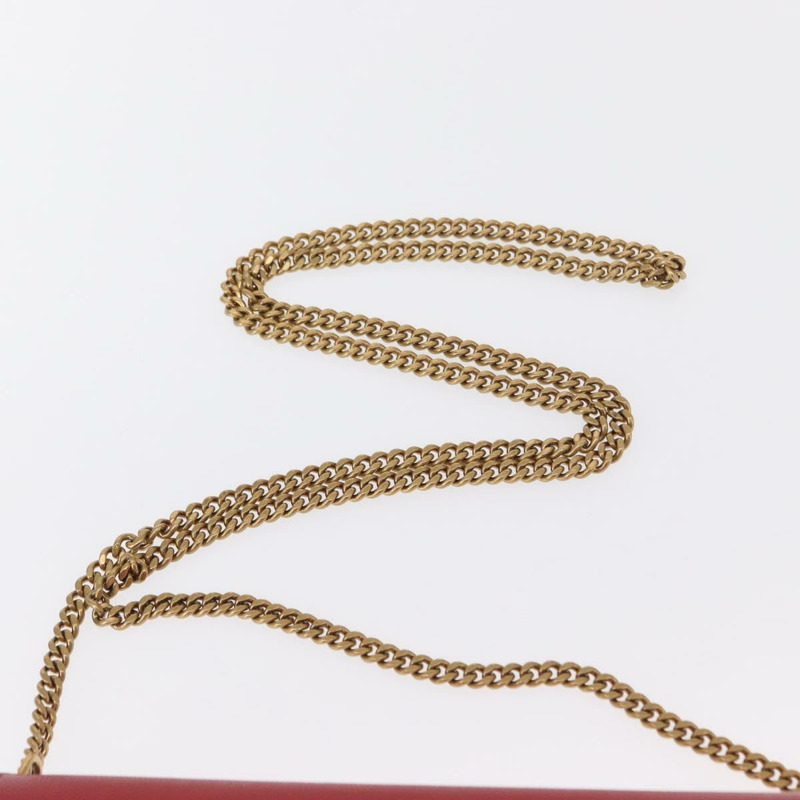 【日本直送】SAINT LAURENT 鏈條 Cassandra 單肩包 皮革 紅色 金色 正品 ka1689SAV-13