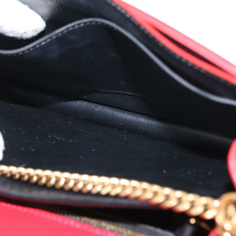 【日本直送】SAINT LAURENT 鏈條 Cassandra 單肩包 皮革 紅色 金色 正品 ka1689SAV-22