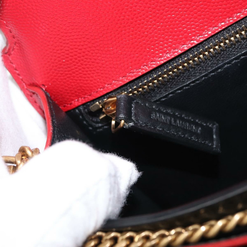 【日本直送】SAINT LAURENT 鏈條 Cassandra 單肩包 皮革 紅色 金色 正品 ka1689SAV-23