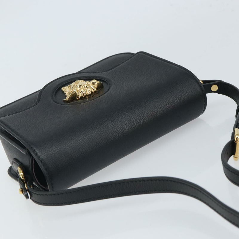 【日本直送】范思哲 (VERSACE) 黑色金色皮革肩背包，正品 ka1687M-5
