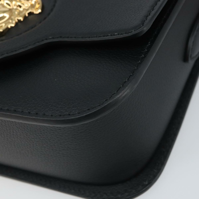 【日本直送】范思哲 (VERSACE) 黑色金色皮革肩背包，正品 ka1687M-8