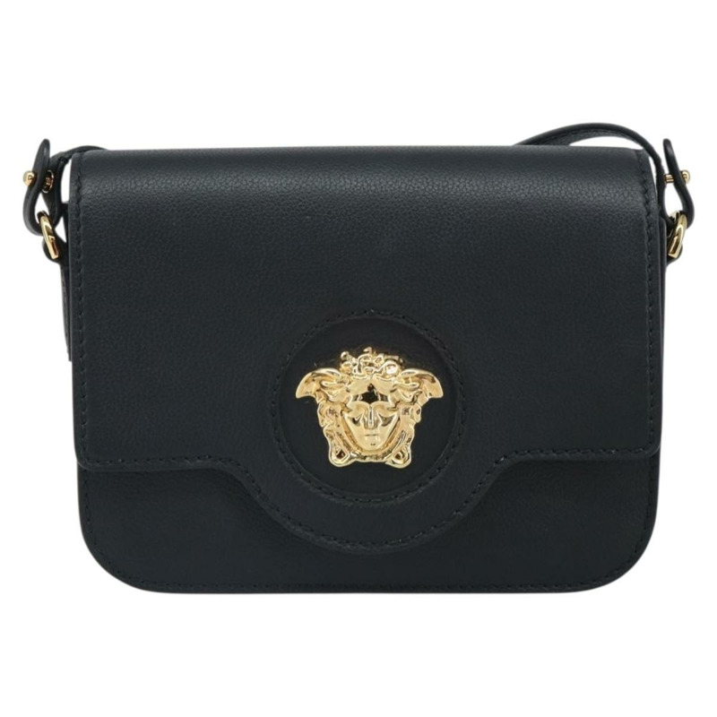 【日本直送】范思哲 (VERSACE) 黑色金色皮革肩背包，正品 ka1687M-12