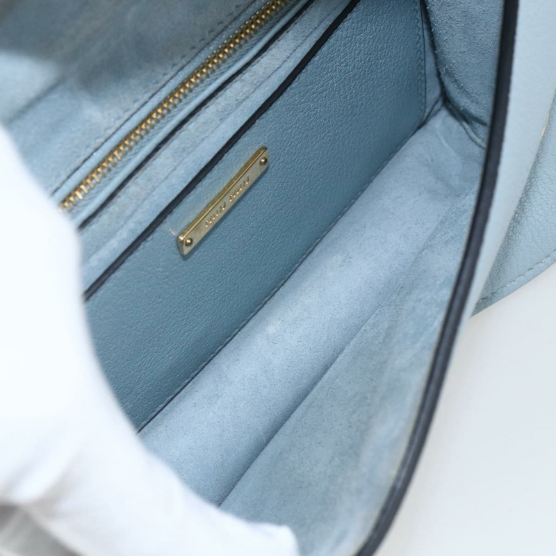 【日本直送】Miu Miu 皮革肩背包 淺藍色 金色 正品 ka1683V-9