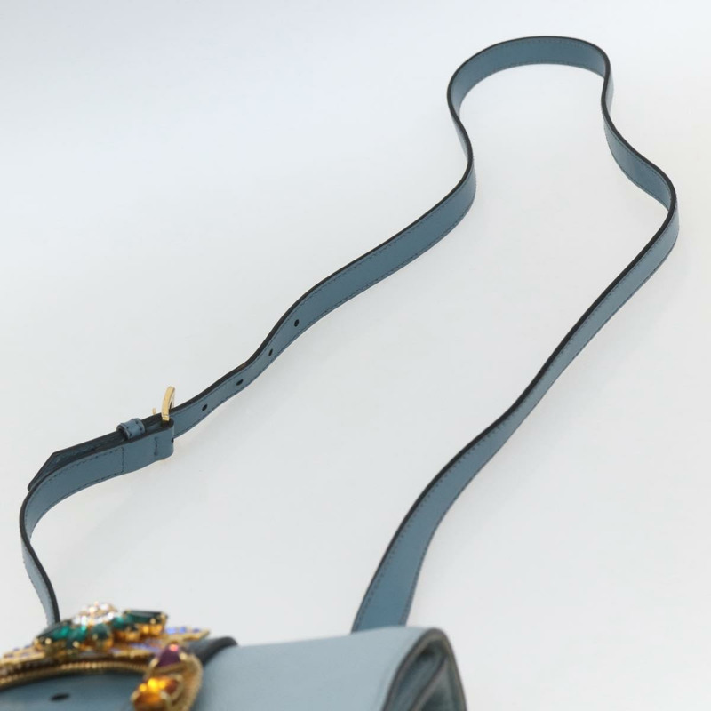 【日本直送】Miu Miu 皮革肩背包 淺藍色 金色 正品 ka1683V-13