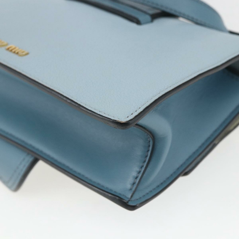 【日本直送】Miu Miu 皮革肩背包 淺藍色 金色 正品 ka1683V-15