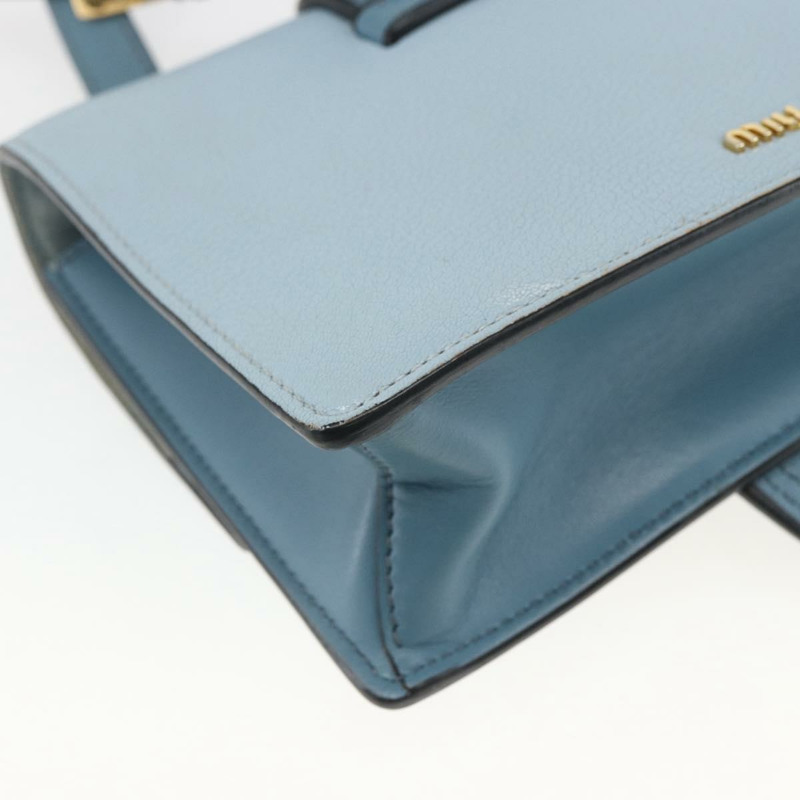 【日本直送】Miu Miu 皮革肩背包 淺藍色 金色 正品 ka1683V-16