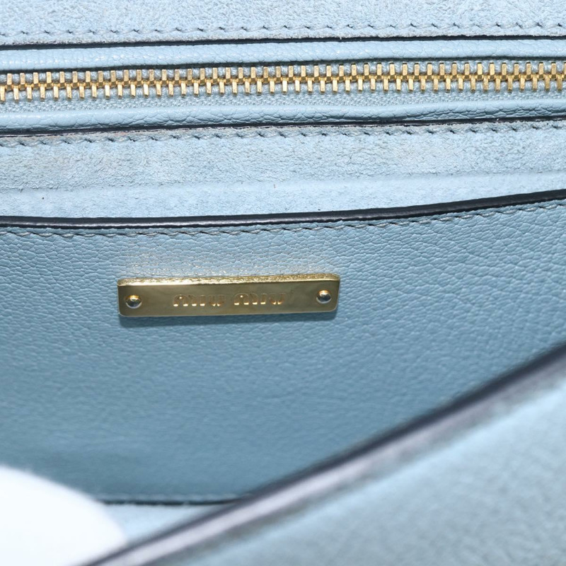 【日本直送】Miu Miu 皮革肩背包 淺藍色 金色 正品 ka1683V-18