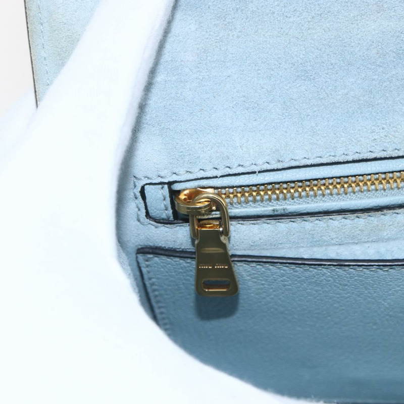 【日本直送】Miu Miu 皮革肩背包 淺藍色 金色 正品 ka1683V-19