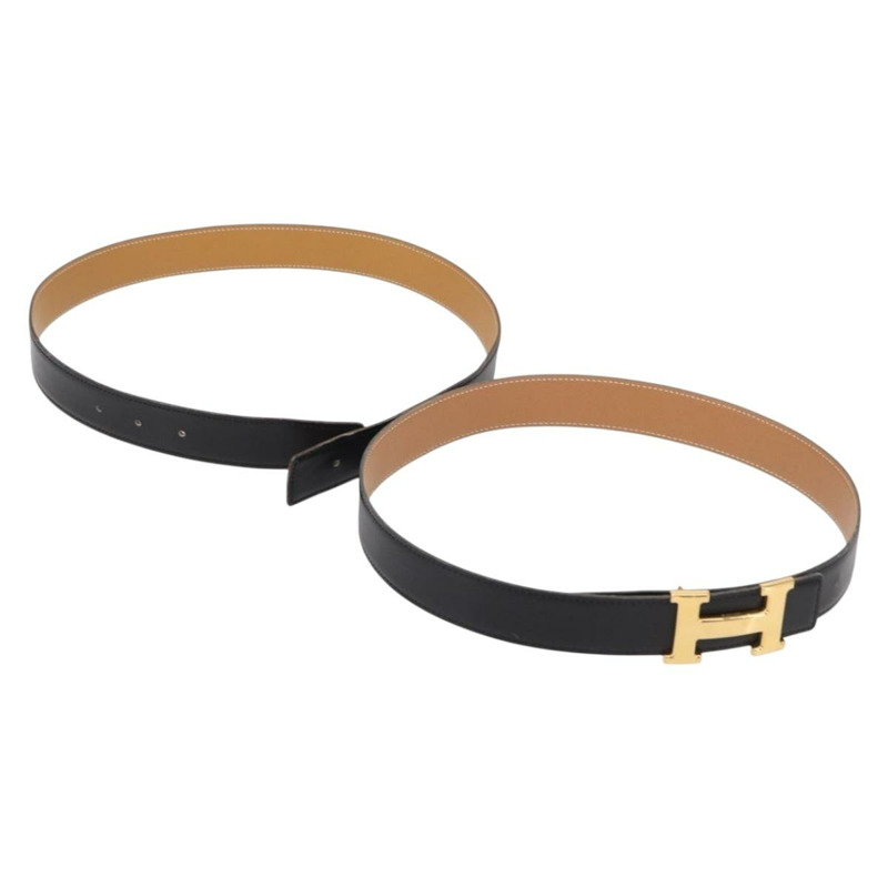 【日本直送】愛馬仕 Constance 皮帶 皮革 25.6"・27.6" 2 件組 黑色 正品 am10603-0