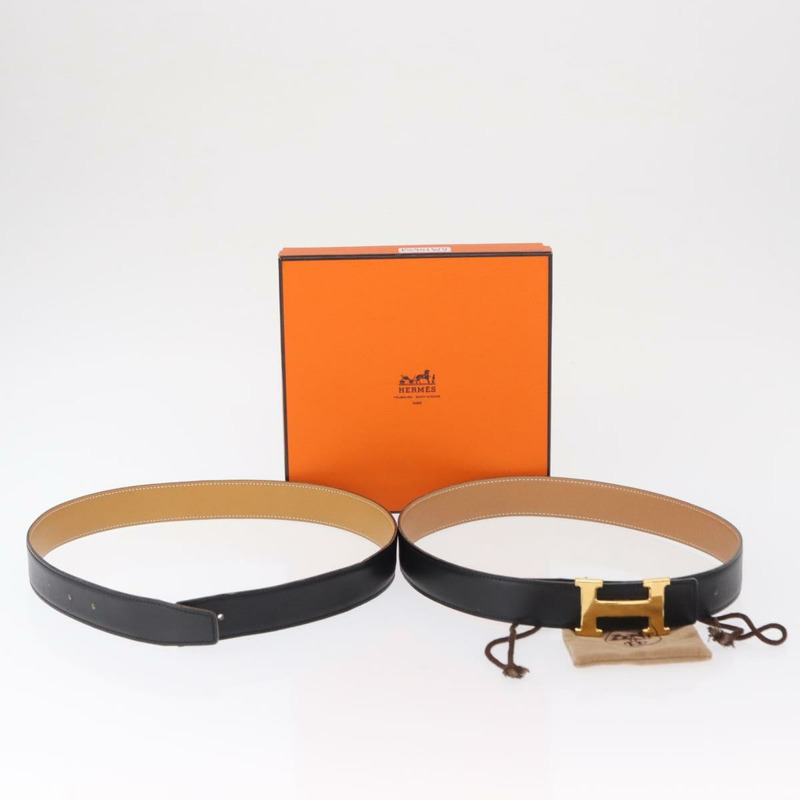 【日本直送】愛馬仕 Constance 皮帶 皮革 25.6"・27.6" 2 件組 黑色 正品 am10603-17