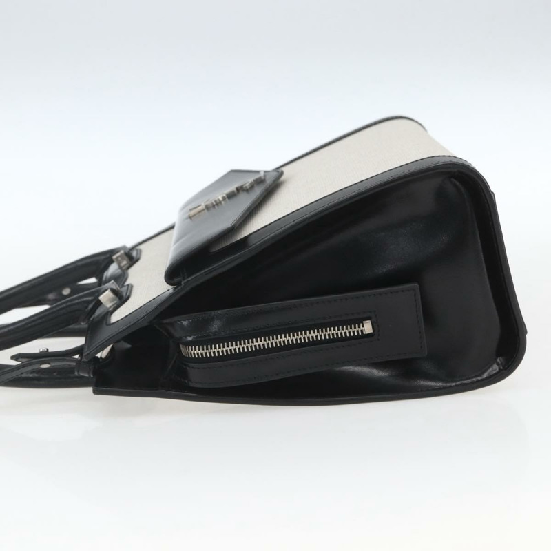 【日本直送】SAINT LAURENT Uptown 小號手提包 PVC 皮革 兩用 黑白配色 正品 ka1686SAM-2