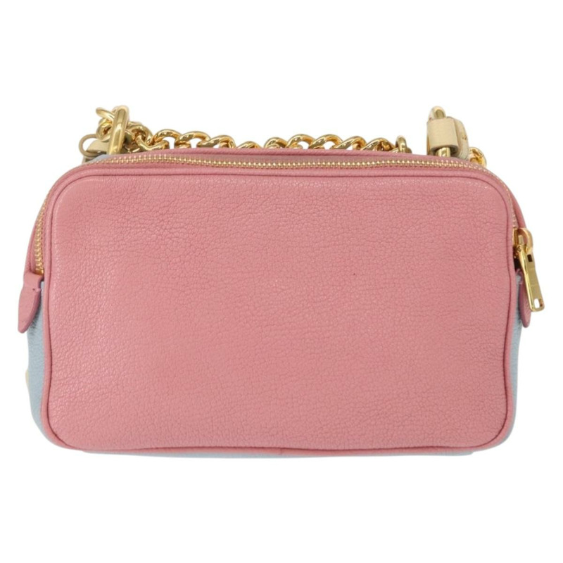【日本直送】Miu Miu 鏈條單肩包 皮革 粉紅色 金飾 正品 ka1668V-1