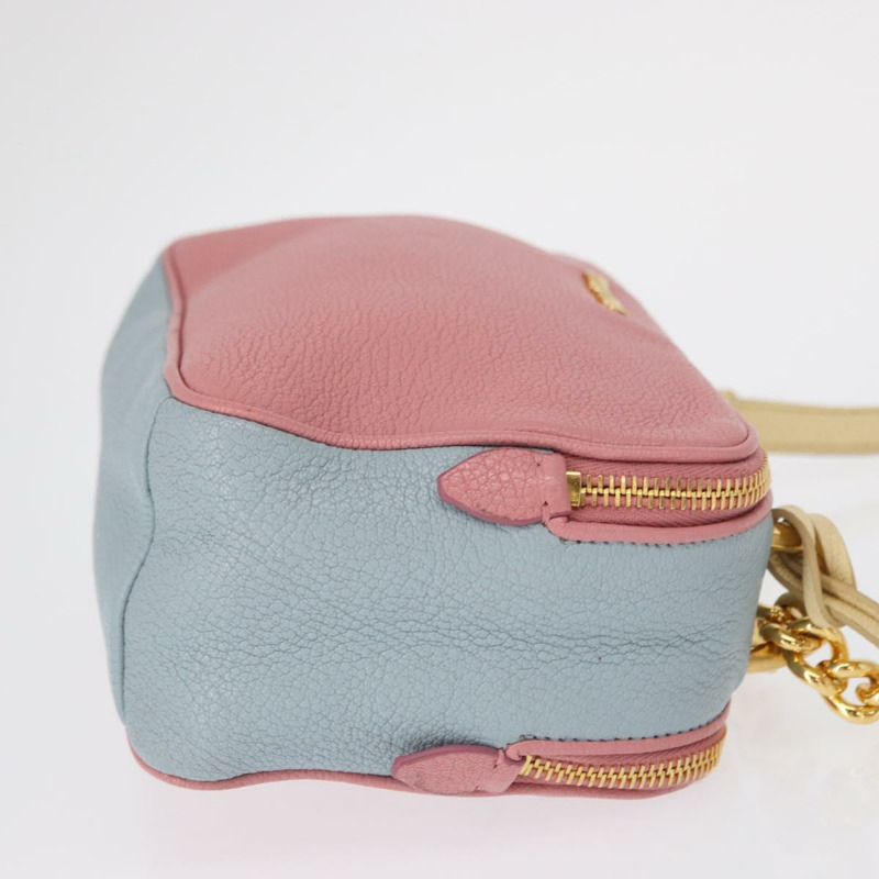 【日本直送】Miu Miu 鏈條單肩包 皮革 粉紅色 金飾 正品 ka1668V-2