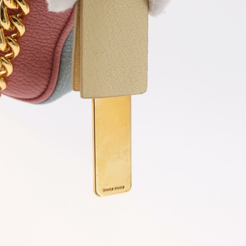 【日本直送】Miu Miu 鏈條單肩包 皮革 粉紅色 金飾 正品 ka1668V-8