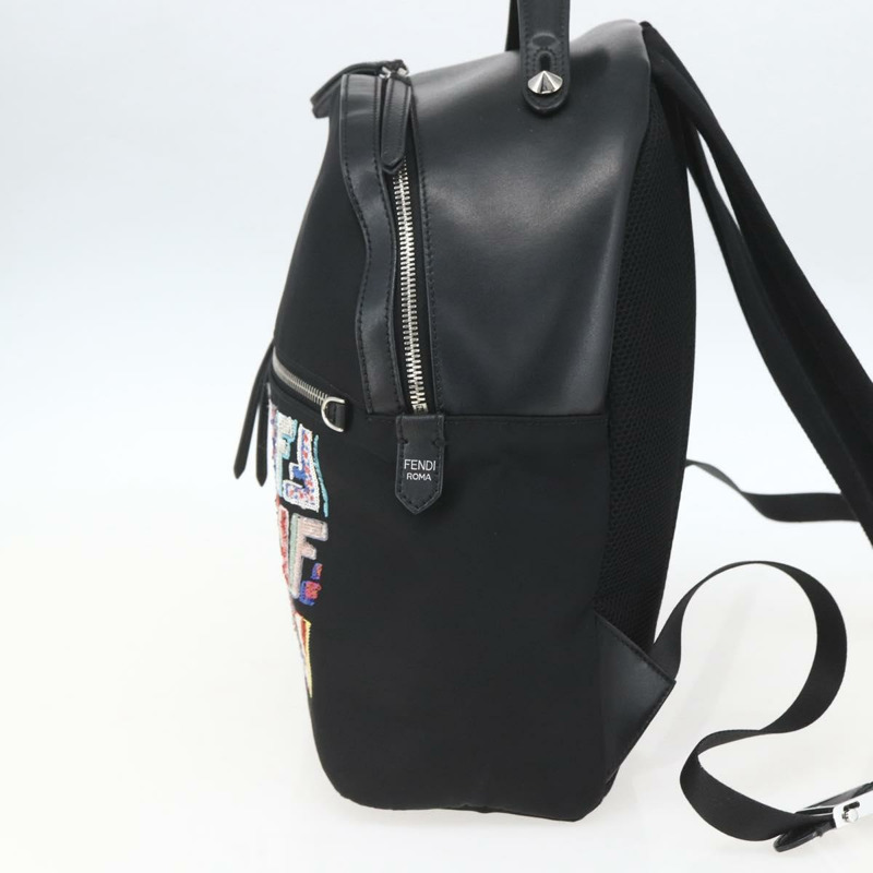 【日本直送】FENDI 亮片雙肩包 尼龍 黑色 銀色 正品 ka1621M-3