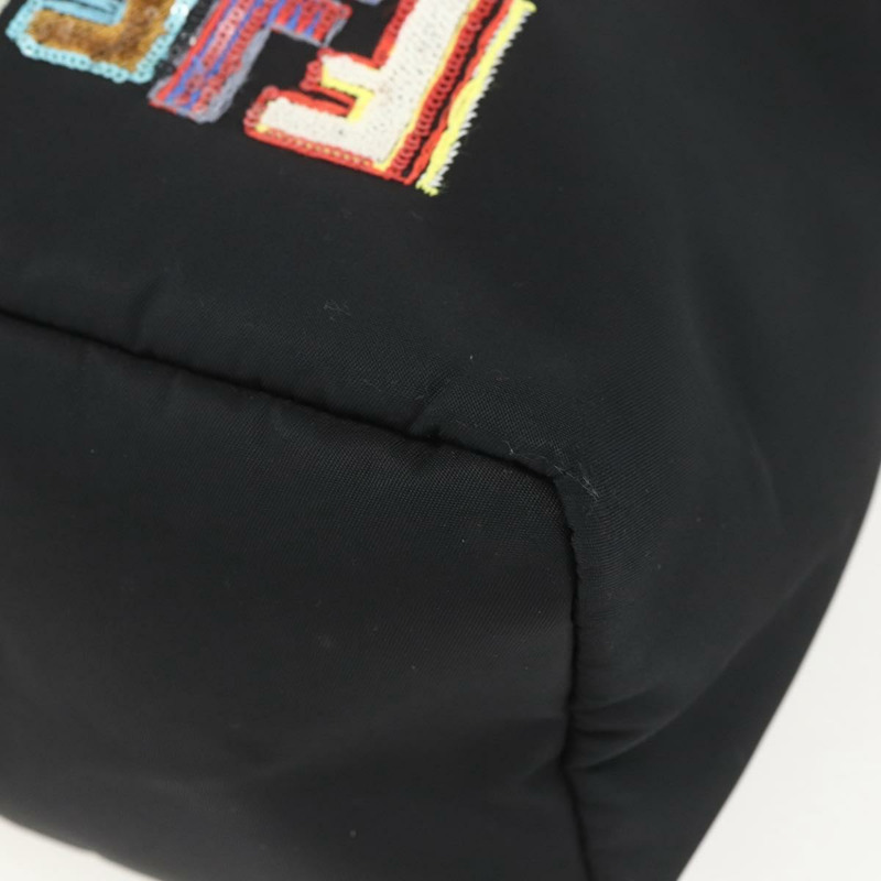 【日本直送】FENDI 亮片雙肩包 尼龍 黑色 銀色 正品 ka1621M-8