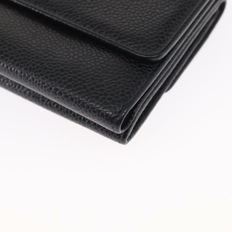 【日本直送】香奈兒 COCO Mark 皮夾 魚子醬皮 黑色 金色 CC 標誌 正品 ka1729V-15