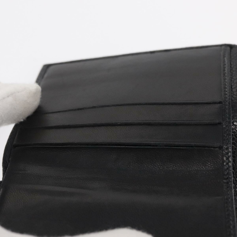 【日本直送】香奈兒 COCO Mark 皮夾 魚子醬皮 黑色 金色 CC 標誌 正品 ka1729V-17