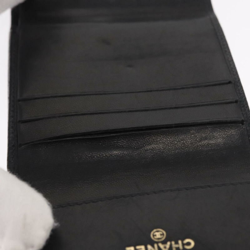 【日本直送】香奈兒 COCO Mark 皮夾 魚子醬皮 黑色 金色 CC 標誌 正品 ka1729V-19