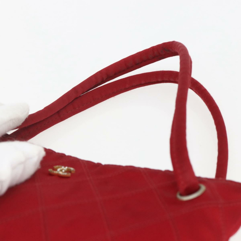 【日本直送】香奈兒 Bicolore 手提包 尼龍 紅色 金色 CC 標誌 Auth 168295-7
