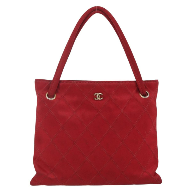 【日本直送】香奈兒 Bicolore 手提包 尼龍 紅色 金色 CC 標誌 Auth 168295-12