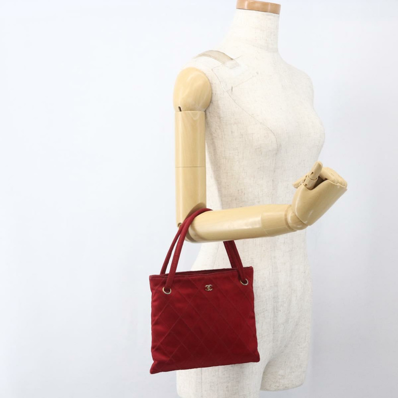 【日本直送】香奈兒 Bicolore 手提包 尼龍 紅色 金色 CC 標誌 Auth 168295-21