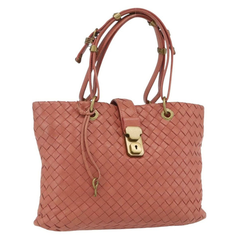 BOTTEGA VENETA INTRECCIATO 手袋 皮革 粉紅色 金色裝飾 正品 168147V