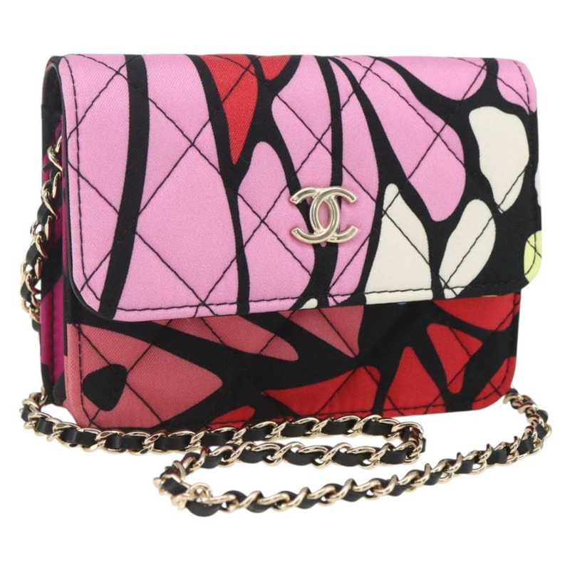 【日本直送】香奈兒迷你絎縫12鏈條肩背包，棉質，金色雙C標誌，貨號161565SM-0