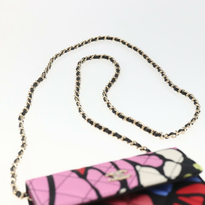 【日本直送】香奈兒迷你絎縫12鏈條肩背包，棉質，金色雙C標誌，貨號161565SM-13