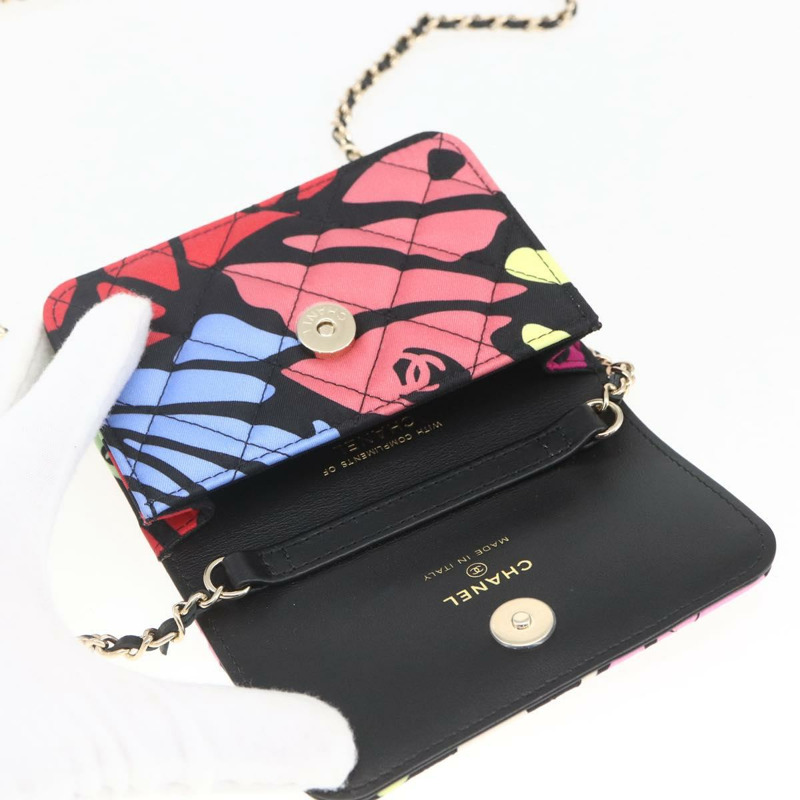 【日本直送】香奈兒迷你絎縫12鏈條肩背包，棉質，金色雙C標誌，貨號161565SM-17