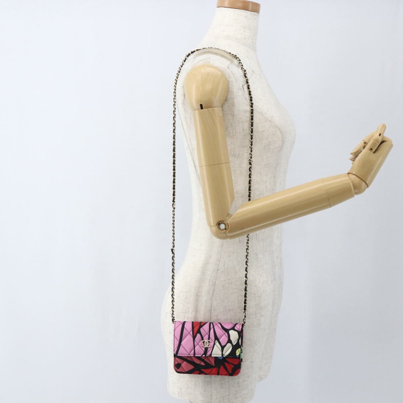 【日本直送】香奈兒迷你絎縫12鏈條肩背包，棉質，金色雙C標誌，貨號161565SM-22