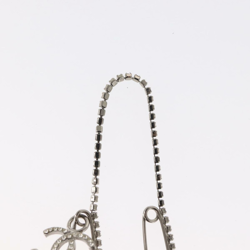 【日本直送】香奈兒 COCO 標誌水鑽安全別針，金屬銀色，CC 認證編號 165929SM-4