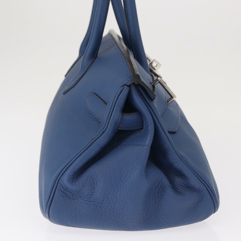 【日本直送】愛馬仕 Birkin 單肩包 Taurillon Clemence 藍色銀色 正品 162913SM-3