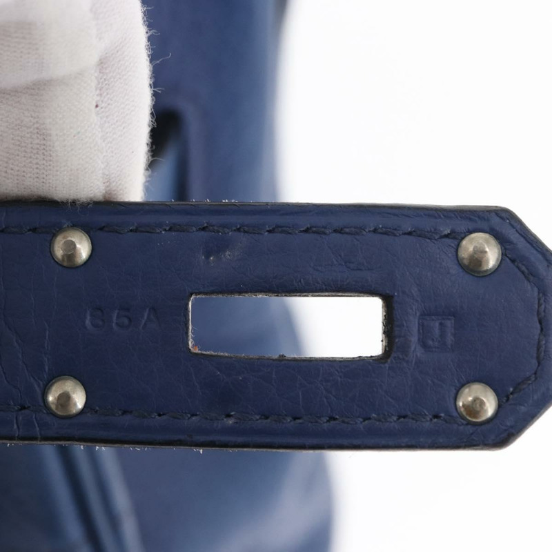 【日本直送】愛馬仕 Birkin 單肩包 Taurillon Clemence 藍色銀色 正品 162913SM-10