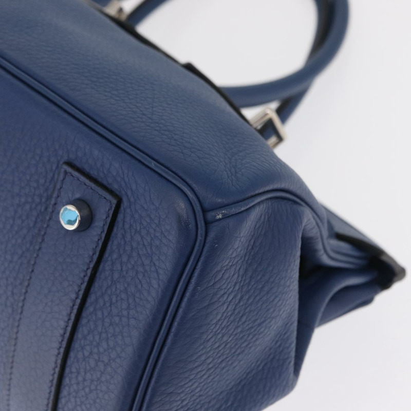 【日本直送】愛馬仕 Birkin 單肩包 Taurillon Clemence 藍色銀色 正品 162913SM-14
