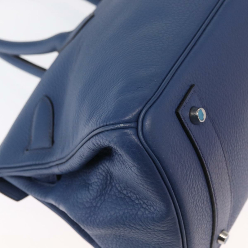 【日本直送】愛馬仕 Birkin 單肩包 Taurillon Clemence 藍色銀色 正品 162913SM-15