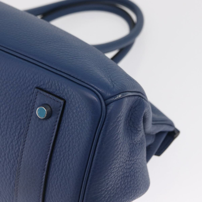 【日本直送】愛馬仕 Birkin 單肩包 Taurillon Clemence 藍色銀色 正品 162913SM-16