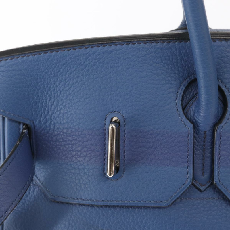 【日本直送】愛馬仕 Birkin 單肩包 Taurillon Clemence 藍色銀色 正品 162913SM-22