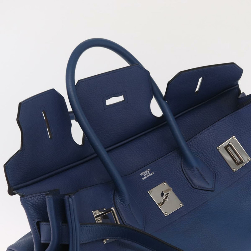 【日本直送】愛馬仕 Birkin 單肩包 Taurillon Clemence 藍色銀色 正品 162913SM-23