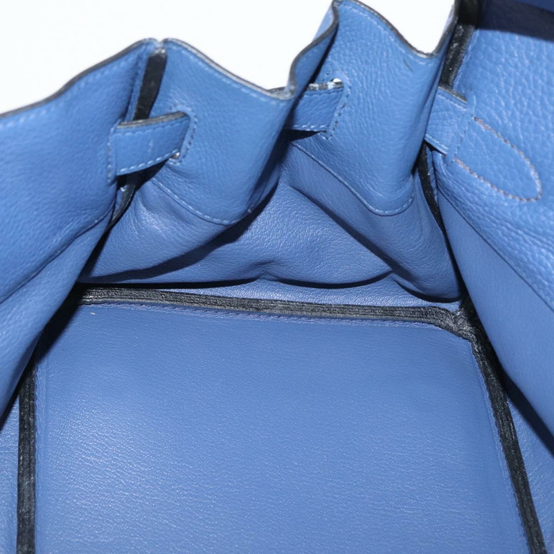 【日本直送】愛馬仕 Birkin 單肩包 Taurillon Clemence 藍色銀色 正品 162913SM-26