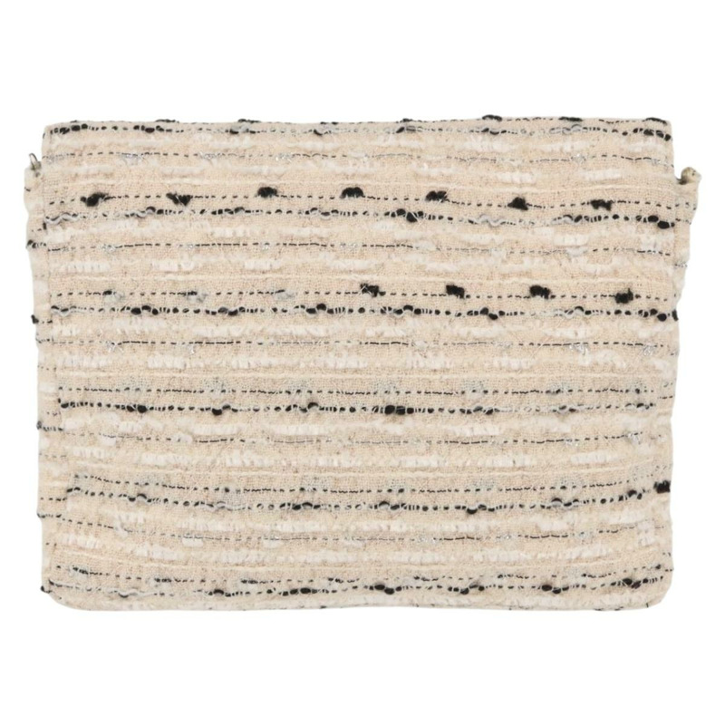 【日本直送】香奈兒鏈條單背包，斜紋軟呢白色銀色雙C標誌，貨號165951SM-1